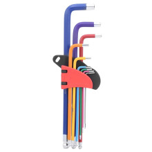 Professional Grade Hex Key Set, Lengthened Type Flat End Hex Wrench Set, Multicolor Metric L Key Set with Holding Function Hand Tools Kit C