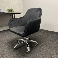 Office Chair black velvet swivel with arms and wheels leisure home desk computer