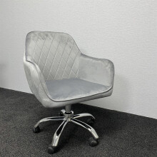 Office Chair grey velvet swivel with arms and wheels leisure home desk computer
