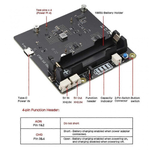 UPS HAT 18650 Battery Charger Power Bank Power Management Expansion Module 1