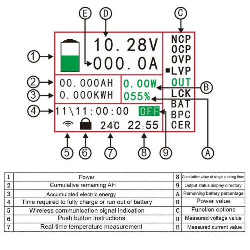 (500V100A, Without temperature) 80V/500V 100A/200A/300A/500A Wireless Voltage Meter Ammeter Battery Coulometer 2