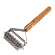 Pet Grooming Brush, Stainless Steel Dual Sided Undercoat Rake, Dematting and Deshedding Dog Brush, Pet Grooming Supplies for All Pets Types