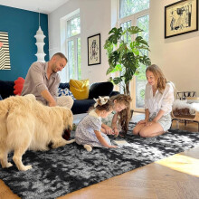 (Dark Grey Shaggy, 160 x 230 cm (5ft 3 in x 7ft 7in)) Xtra Large Nonslip Rugs Shaggy Fluffy Soft Traditional Carpets for Livingroom & Bedroom
