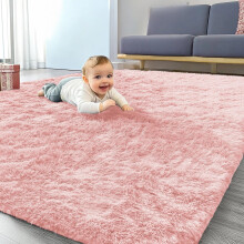 (Pink Shaggy, 200 x 290 cm (6ft 7in x 9ft 3in)) Xtra Large Nonslip Rugs Shaggy Fluffy Soft Traditional Carpets for Livingroom & Bedroom