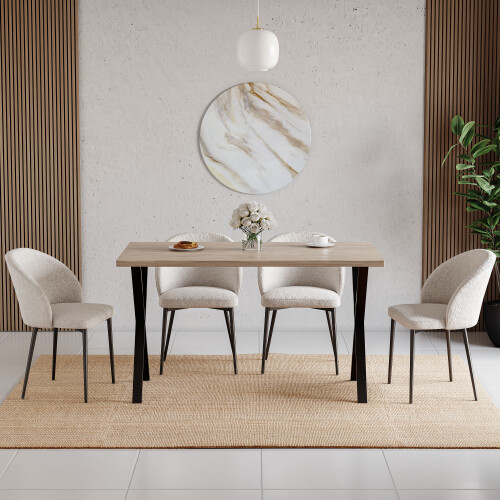 Vida Designs (Oak) 4 Seater Dining Table with Modern X-Shape Legs 2