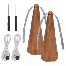 (Wood) 2pcs USB Charging Freestanding Fly Repellent Fan Rotatable Party For Tables Home