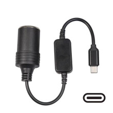 (A) USB C to 12V Cigarette Lighter Socket Adapter, Power Converter for Dash Cam GPS 35cm