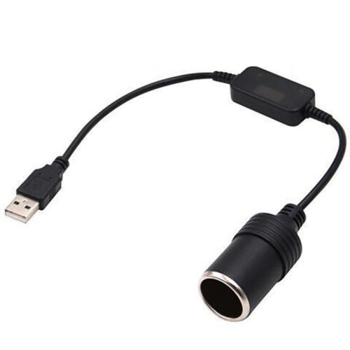 (B) USB C to 12V Cigarette Lighter Socket Adapter, Power Converter for Dash Cam GPS 35cm