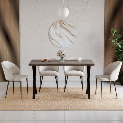 Vida Designs (Walnut) 4 Seater Dining Table with Modern X-Shape Legs 2