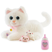 The Magic Toy Shop Interactive Cat with 2 Kittens Plush Toy for Kids Sounds Recorder Milk Bottle