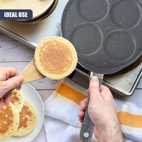 GEEZY GEEZY 4 Hole Non Stick Pancake Frying Pan Mini Crepe Maker for Eggs, Breakfast 1