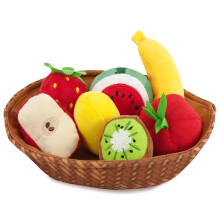 The Magic Toy Shop Soft Plush Fruit Toy Basket Set - Pretend Play Food for Toddlers & Children