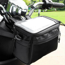(black) Bike Handlebar Insulated Bag, Bike Front Phone Bag Cooler 5L Large Storage Bag with 7,5" TPU Touch Screen Bicycle Accessories for Travel