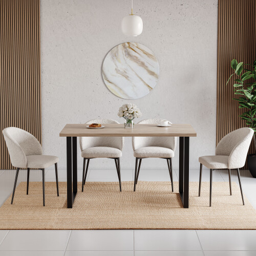 Vida Designs (Oak) 4 Seater Dining Table with Modern U-Shape Legs 2