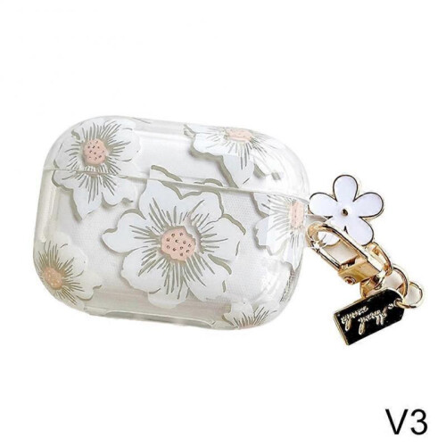 (V3.white) Headphone case with charm for AirPods 1 2 and AirPods 3 wireless Bluetooth