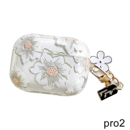 (pro2.white) Headphone case with charm for AirPods 1 2 and AirPods 3 wireless Bluetooth