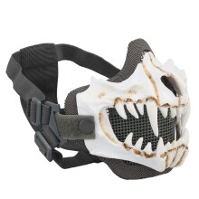Tactical Half Face Fangs Mask Airsoft Mesh Mask Halloween Mask Skull Mask for CS Hunting Paintball Shooting Cosplay (Color : MA14102WG)