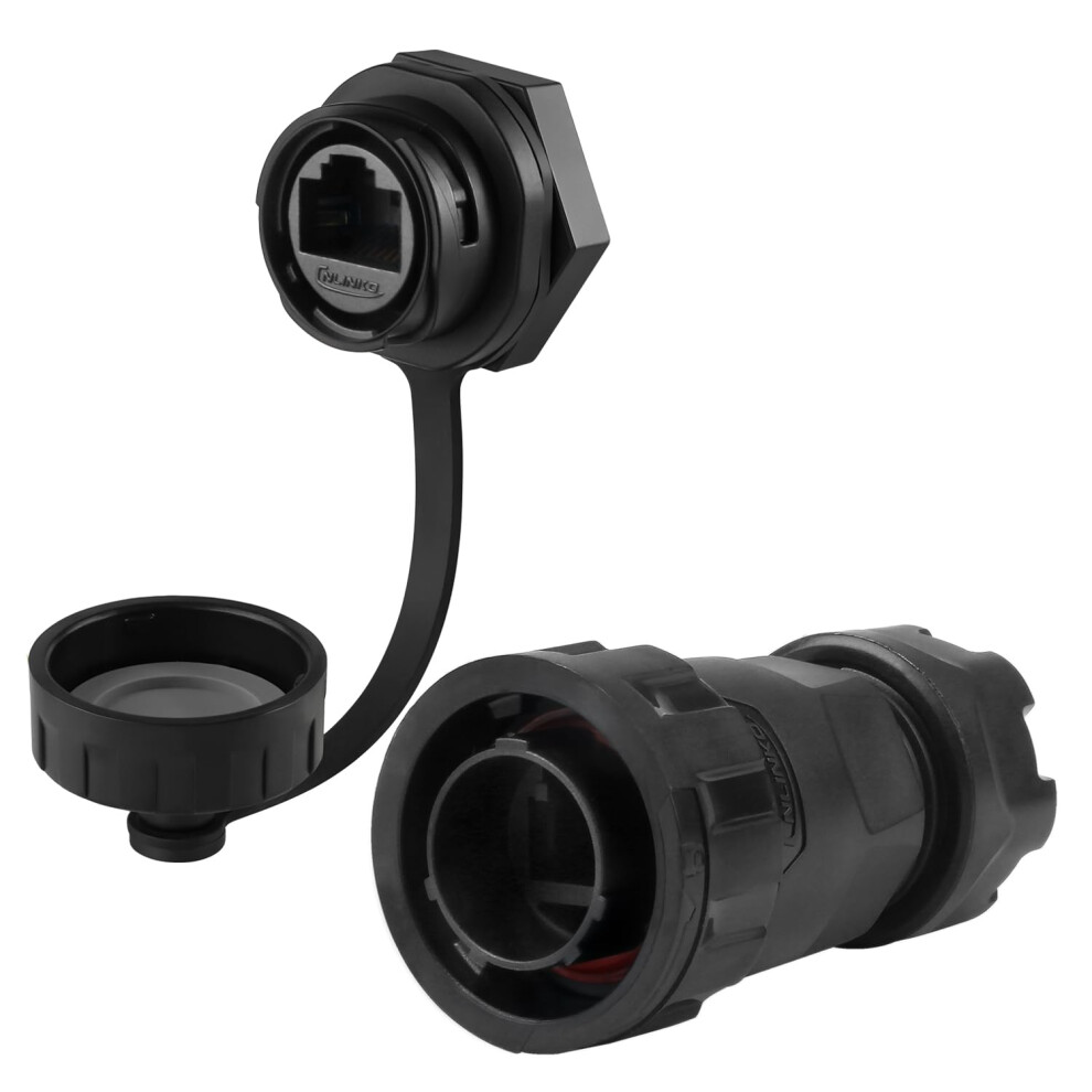 Single-Hole Rj45 Connector Cat6 Ethernet Panel Mount Ip68 Dual Port Connector Refï¼Rzp Black 354398642848