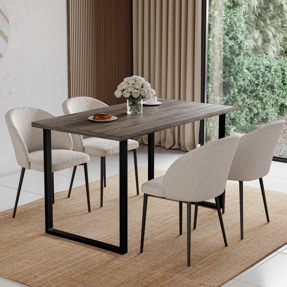 Vida Designs (Walnut) 4 Seater Dining Table With Modern U-Shape Legs Brown