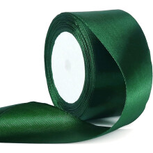 (Green) Green Satin Ribbon 40mm, 22 Meter Smooth Fabric Satin Ribbon for Gift Wrapping, Crafting, Hair Bows, Wedding Party and Christmas Decoration