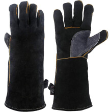 (16 INCH) Extreme Heat & Fire Resistant Gloves Leather with Kevlar Stitching,Perfect for Fireplace, Stove, Oven, Grill, Welding, BBQ, Mig, Pot Holder