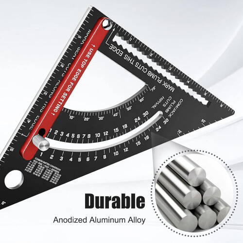 Roofing Square 7 inch Carpenters Square Tool Adjustable Set Square Carpentry Aluminium Layout Rafter Square Metal Triangle Ruler 2