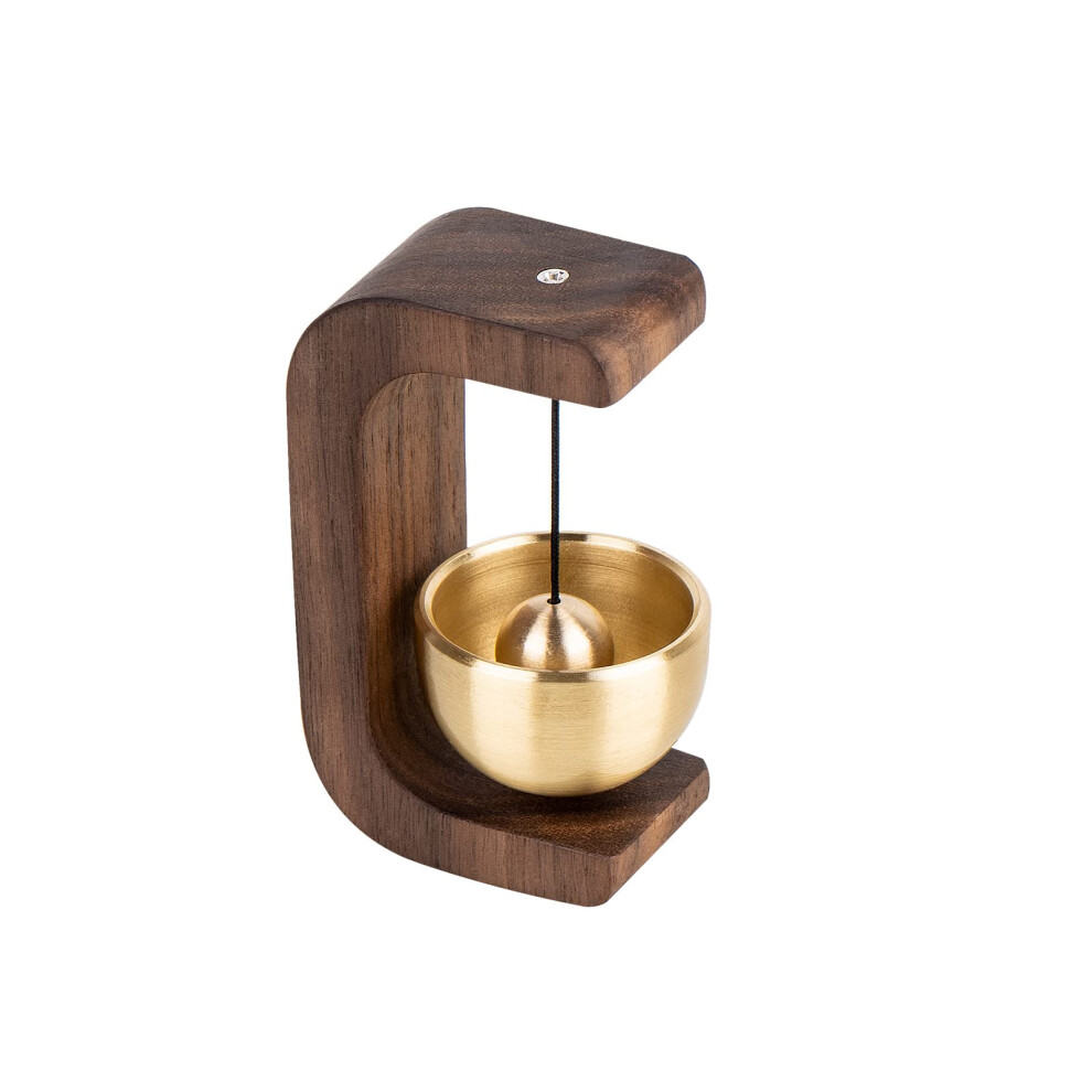 Golden Decorative Shopkeepers Bell For Door Opening Magnetic Walnut Wood Doorbell With Brass Bell 478648767997
