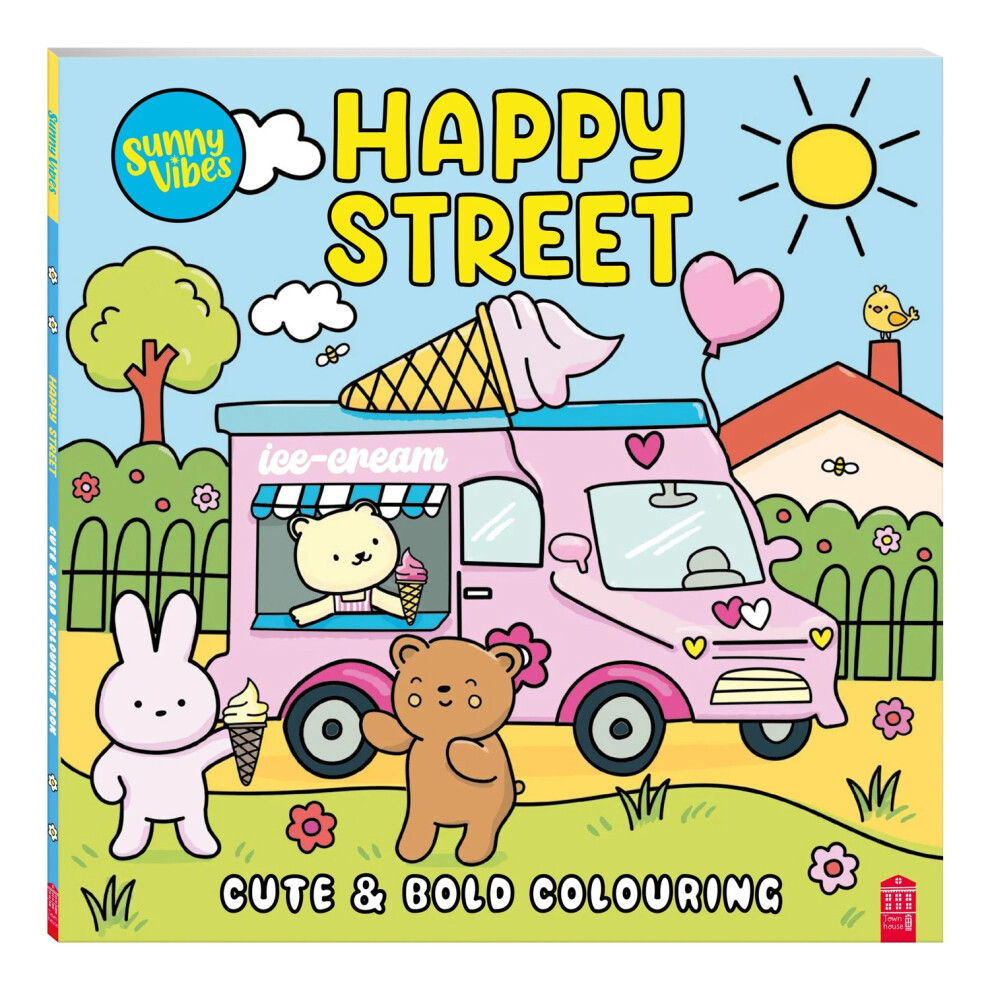 Sunny Vibes Happy Street Colouring Book, Cute & Bold for Adults & Kids