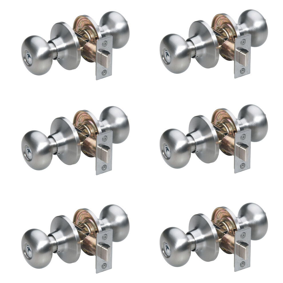 Biscuit Style Door Knobs, Interior, Lock, Bathroom Bedroom Door, Satin Nickel 478648767959