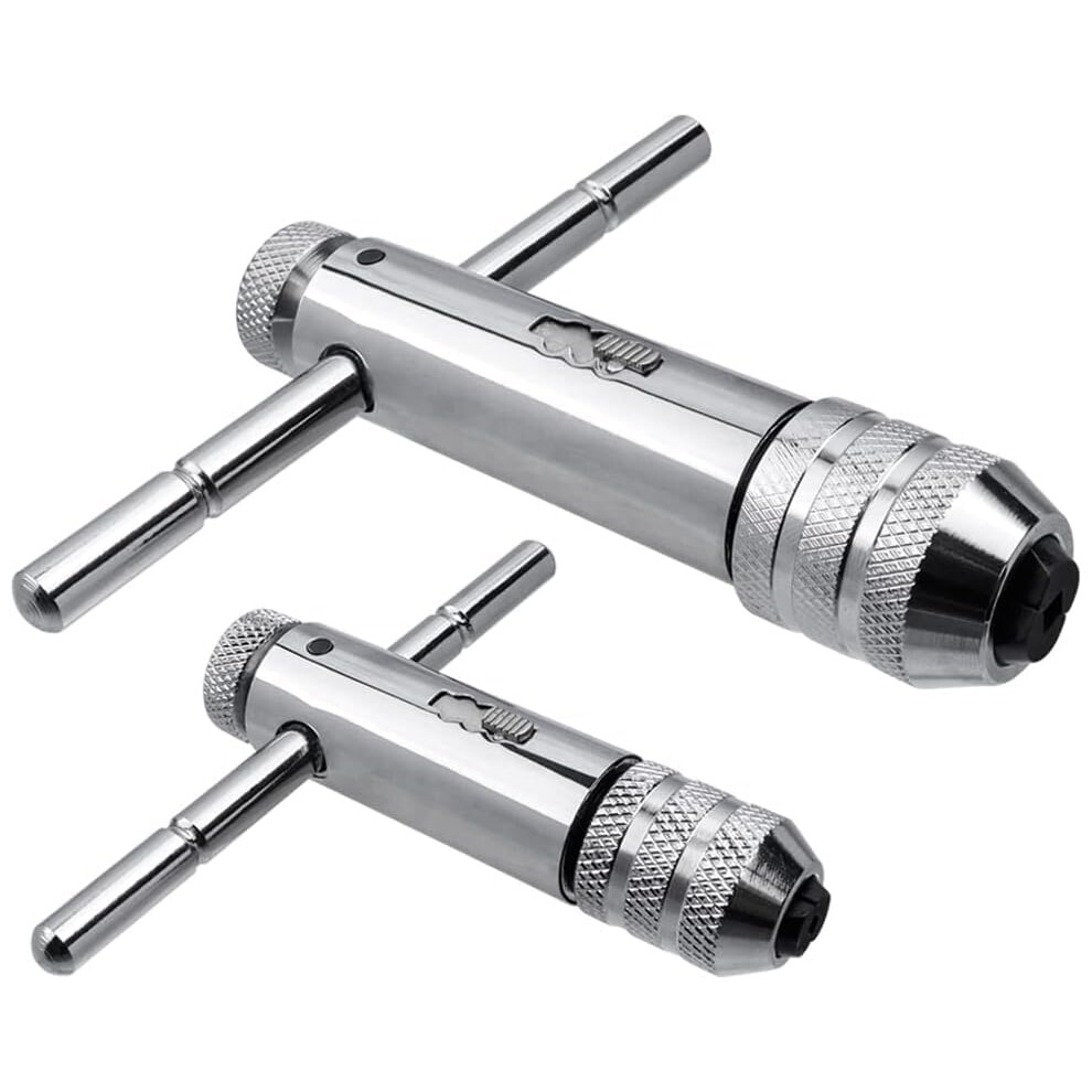 2Pcs Ratchet T Handle Tap Wrench, Adjustable T Bar Handle Holder Ratcheting Wrench For Metric M3m8 / M5m12 Thread Screw Taps 744762145707