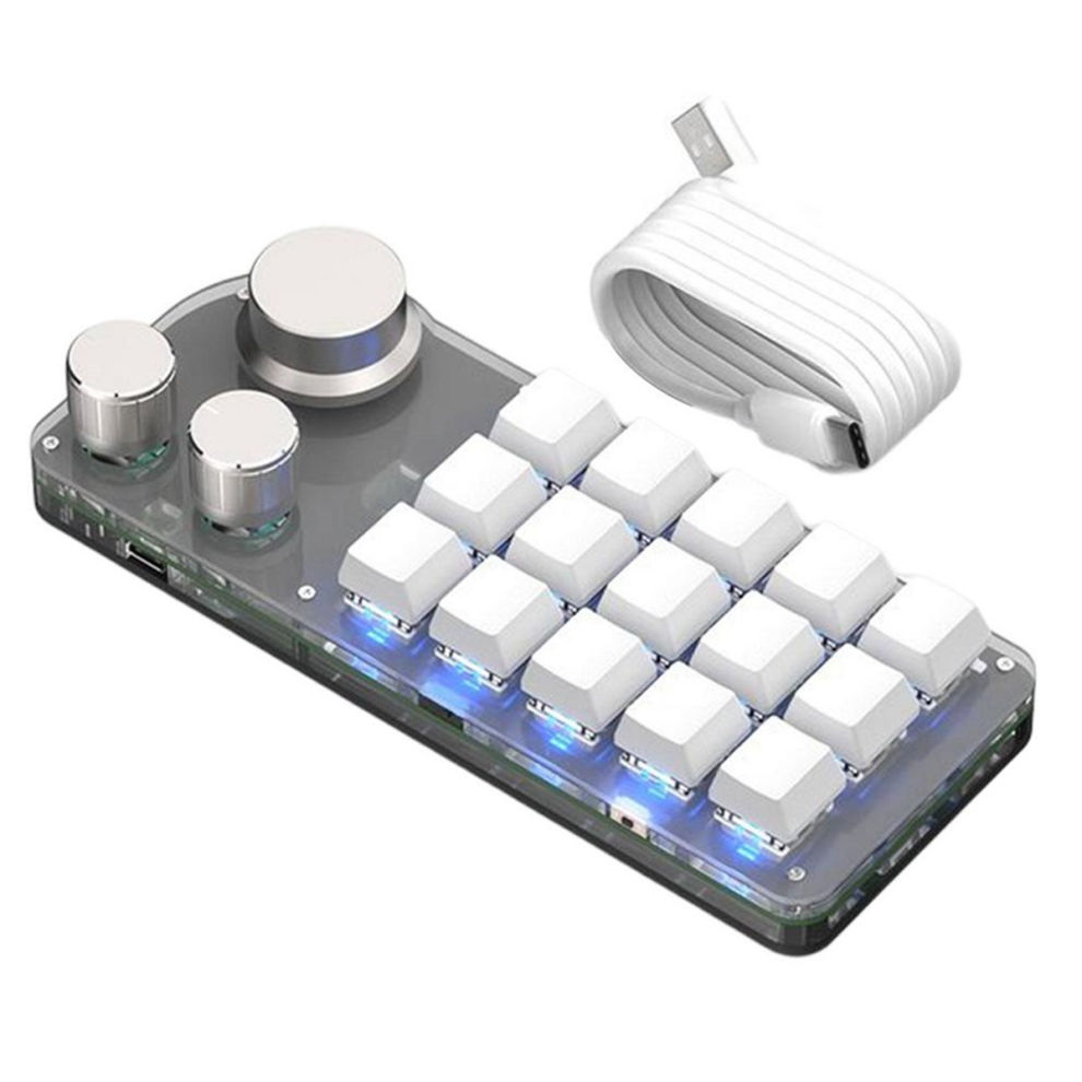 15 Keys 3 Knobs Programmable Keyboard,Gaming Keyboard White 4853968543852