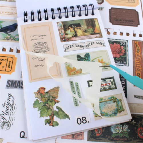 Vintage Stickers for Scrapbooking, 50 Sheets Precut Washi Stickers B 2