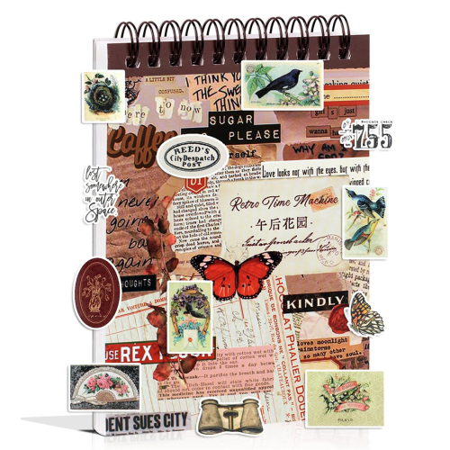 Vintage Stickers for Scrapbooking, 50 Sheets Precut Washi Stickers B
