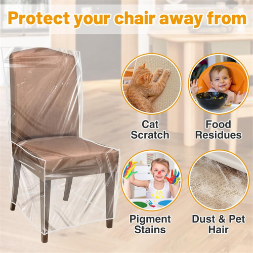 4 Pack Plastic Dining Chair Protectors with Backrests Waterproof 1
