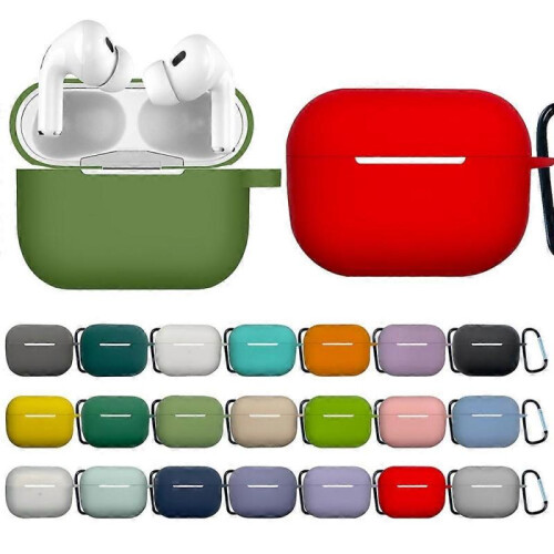(with Buckle, Grey) Earphone Silicone Protective Case with Buckle For AirPods Pro 2 1