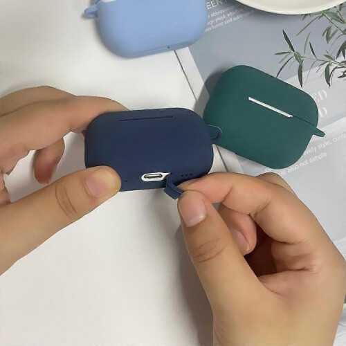 (with Buckle, White) Earphone Silicone Protective Case with Buckle For AirPods Pro 2 2