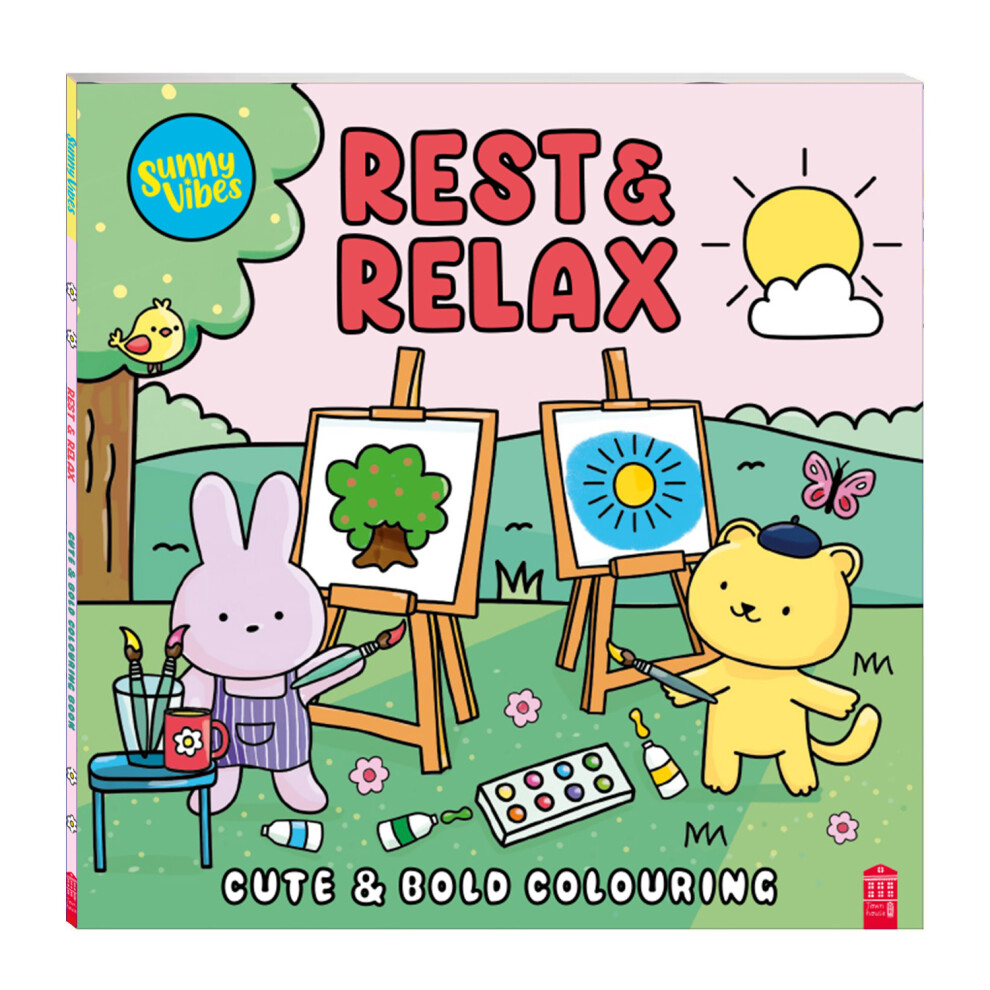 Sunny Vibes Rest & Relax Colouring Book, Cute & Bold for Adults & Kids