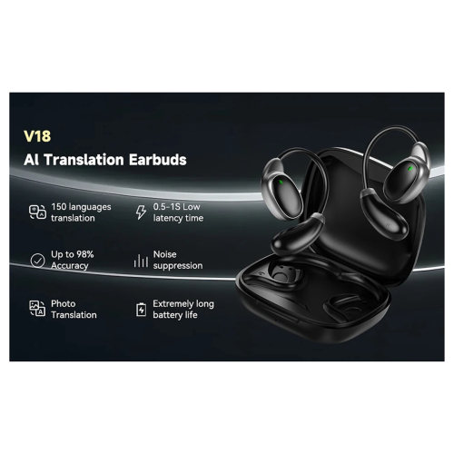 V18 Language Translator Earbuds 150 Languages High Accuracy AI White 2
