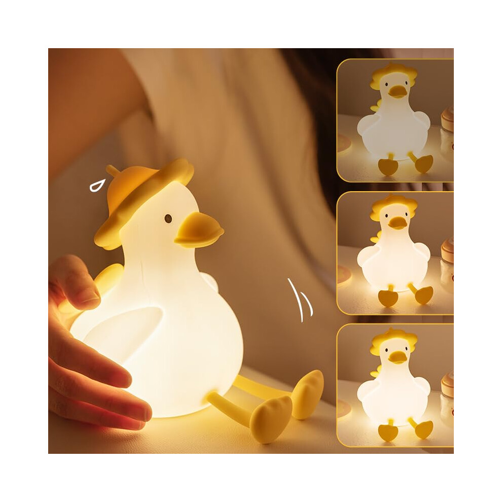 Duck Night Squishy Duck Lamp, Bedside Lamp For Nursery, Rechargeable Dimmable Light