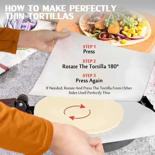 Cast Iron Tortilla Press, Tortilla Pataconera, 12inch with Foldable Handle 1