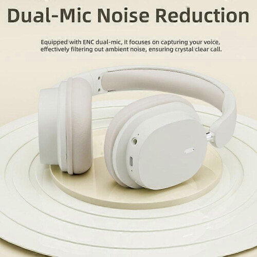 (Khaki)T2 Foldable High Definition Stereo ENC Noise Reduction Wireless Gaming Headphones with Mic 2