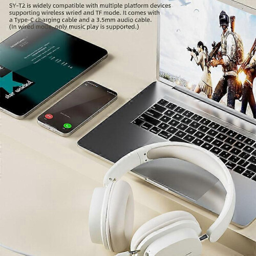 (Khaki)T2 Foldable High Definition Stereo ENC Noise Reduction Wireless Gaming Headphones with Mic 1