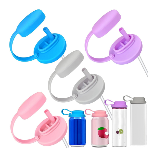4 Pcs Silicone Soda Can Lids with Straw, Can Lids with Handle 1