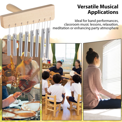 Bar Chimes 8 Tone Hand Bells with Knock Stick Wood 1