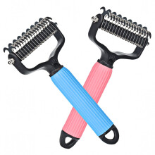 2Pcs Cat Shedding Dematting Comb Deshedding Dog Brush, Pet Undercoat Rake Grooming Brush for Long Haired Dogs, Matted Fur Remover for Cats