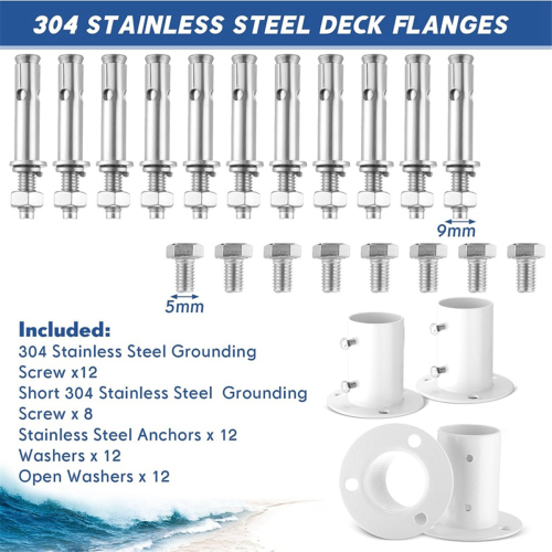 4 Pieces Stainless Steel Deck Flanges White Flange Rod End Holder 2