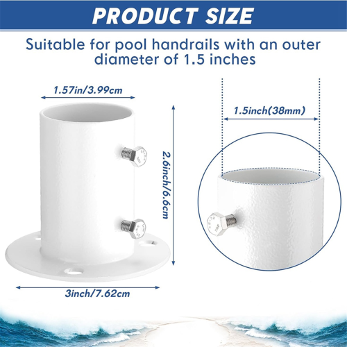 4 Pieces Stainless Steel Deck Flanges White Flange Rod End Holder 1