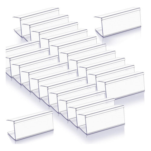 100 Pcs Wood Shelf Label Holders Clear Plastic Price Tag
