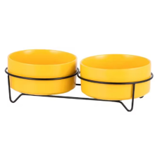 Dog Food Water Bowls with Stand Cat Ceramic Eating Drinking Feeders,F