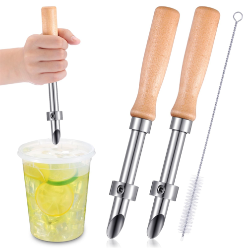 2 Pack Straw Puncher for Plastic Lids Lemonade Cup Straw Hole Puncher 1